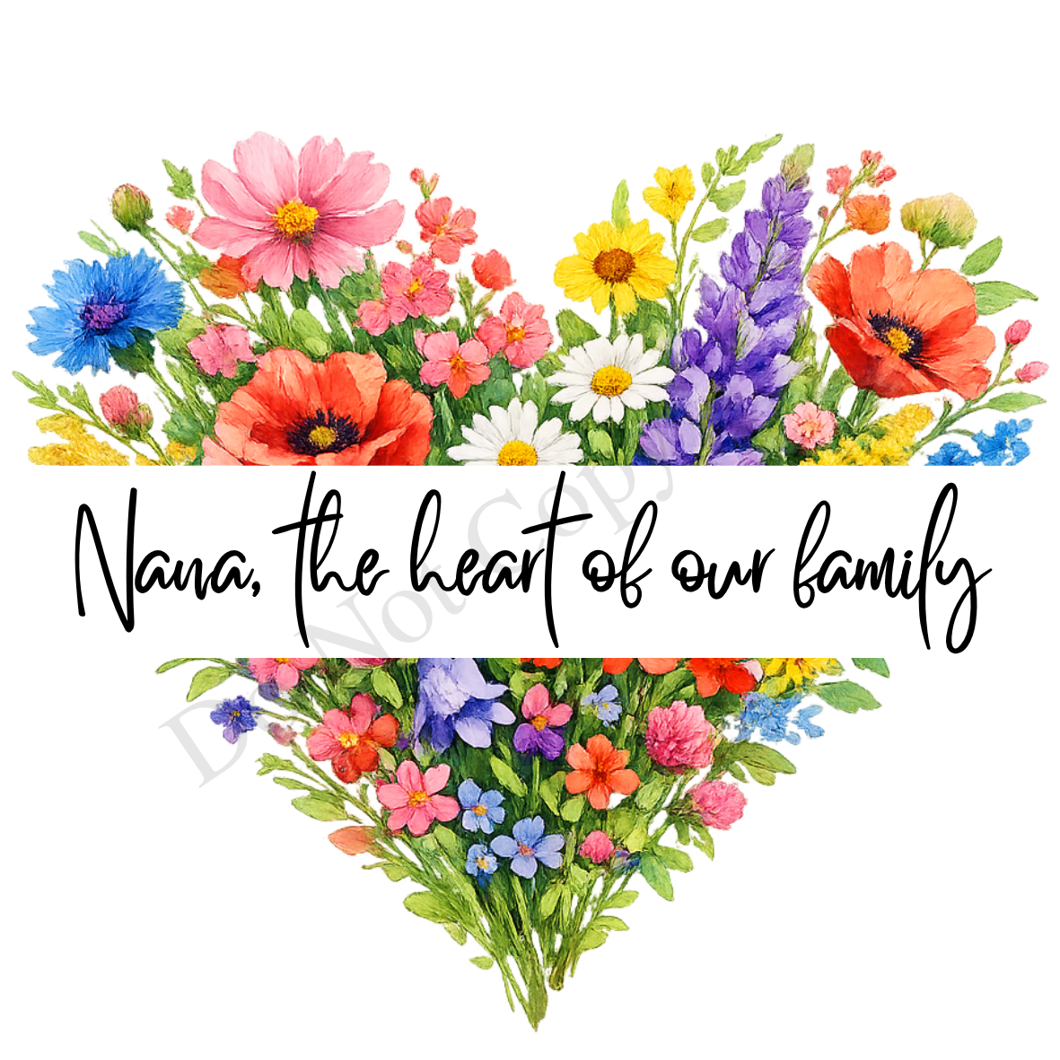 UVDTF Transfer - Beautiful mothers day Heart of our family design with choice of names