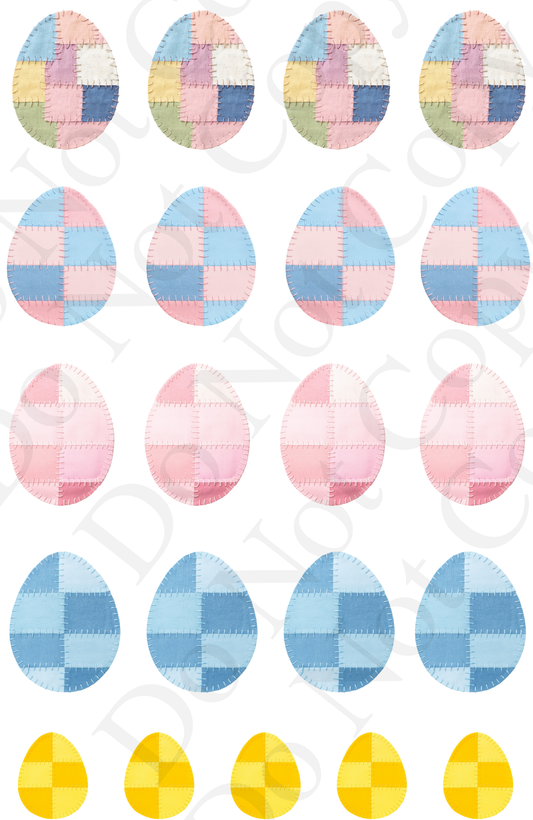 UV-DTF Transfer - Sheet of patchwork style easter eggs