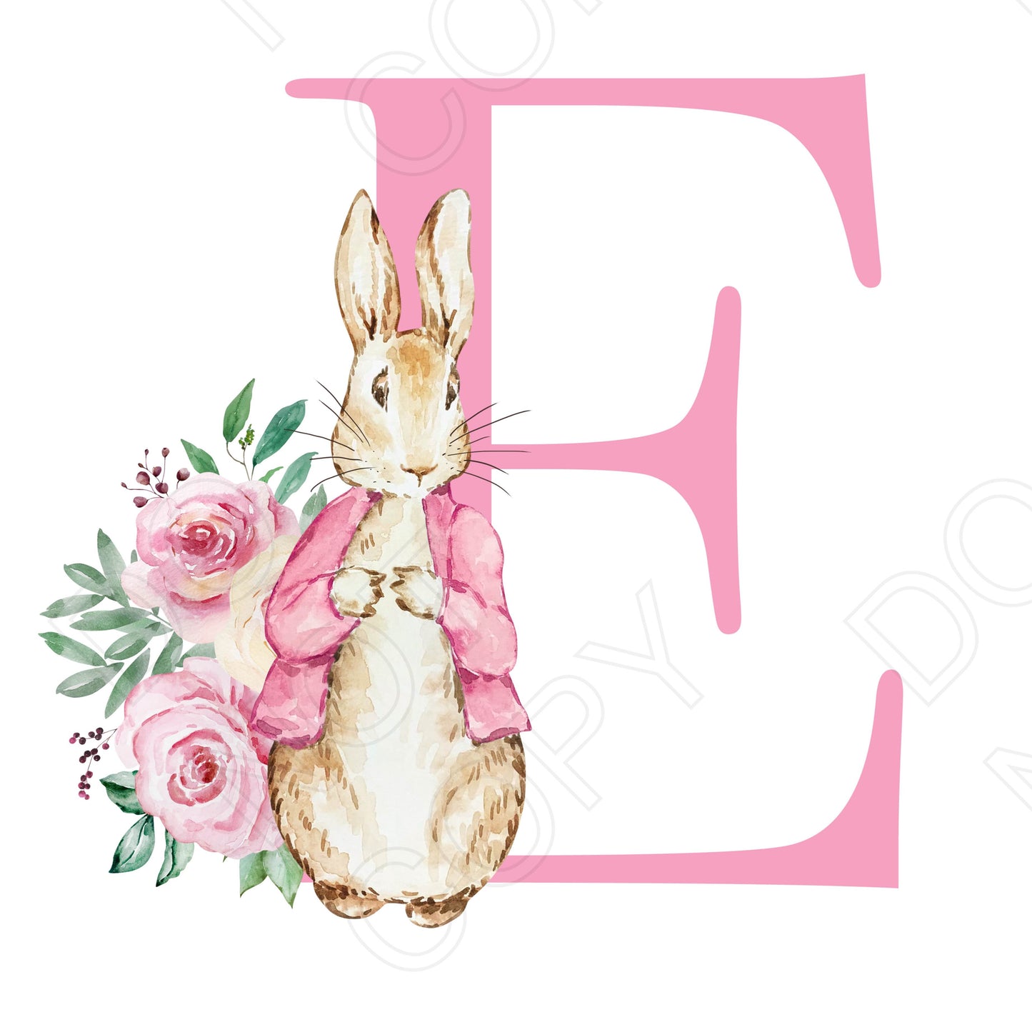 UVDTF Transfer - Vintage Easter Bunny Alphabet (Pink Lettering)