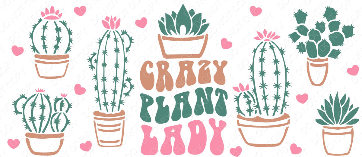 UV-DTF Transfer - Cup Wrap for 16oz Libby Cup - Crazy Plant Lady