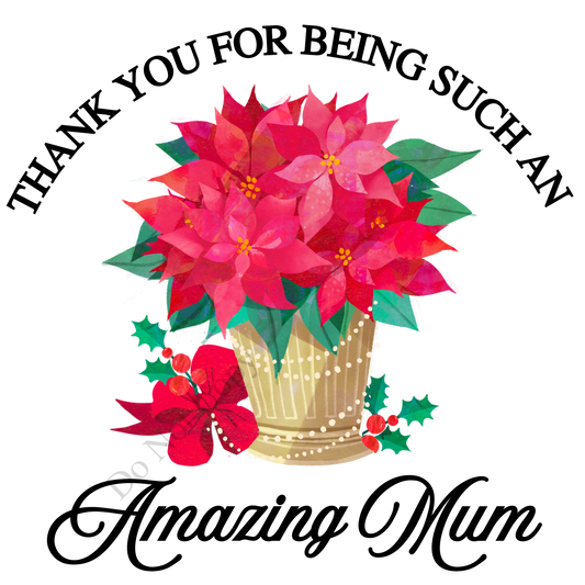 UV-DTF Transfer - Watercolour flower design (Christmas version) with choice of quotes. 10, 8 and 6cm versions