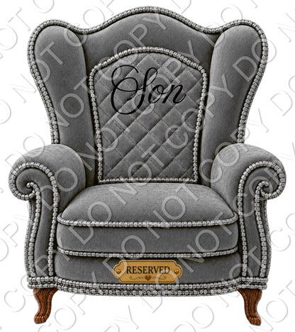 UVDTF Transfer - Memorial Chairs with Names to fit Woodform Acrylic Hanging Chairs (Grey)