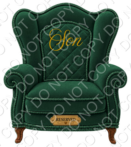 UVDTF Transfer - Memorial Chairs with Names to fit Woodform Acrylic Hanging Chairs (Green)