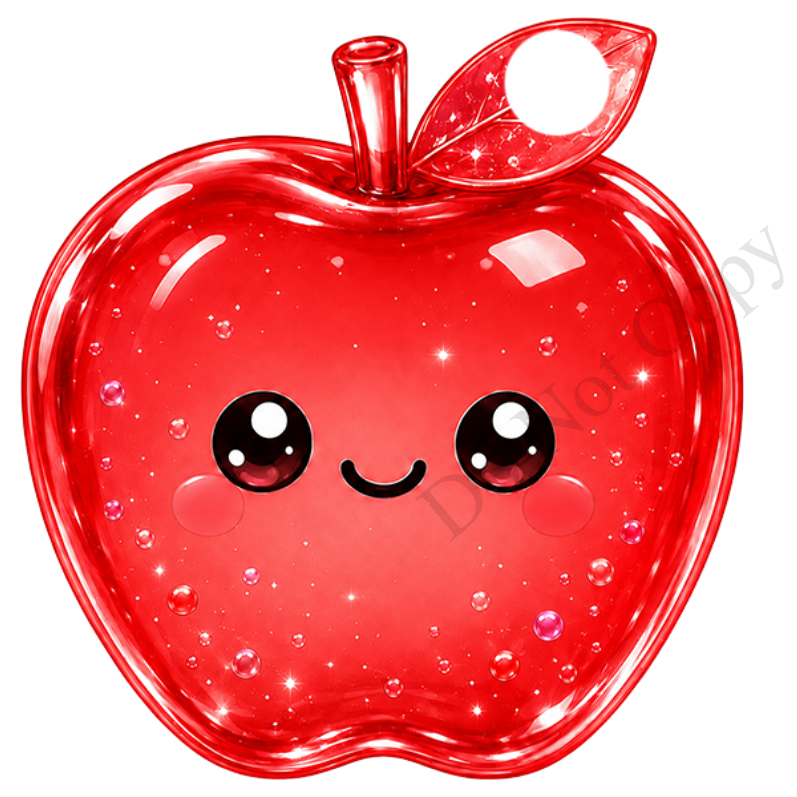 UVDTF Transfer - Cartoon Squishy Apple Cute Keyring Design Plain Version