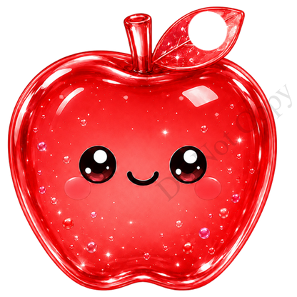 UVDTF Transfer - Cartoon Squishy Apple Cute Keyring Design Plain Version