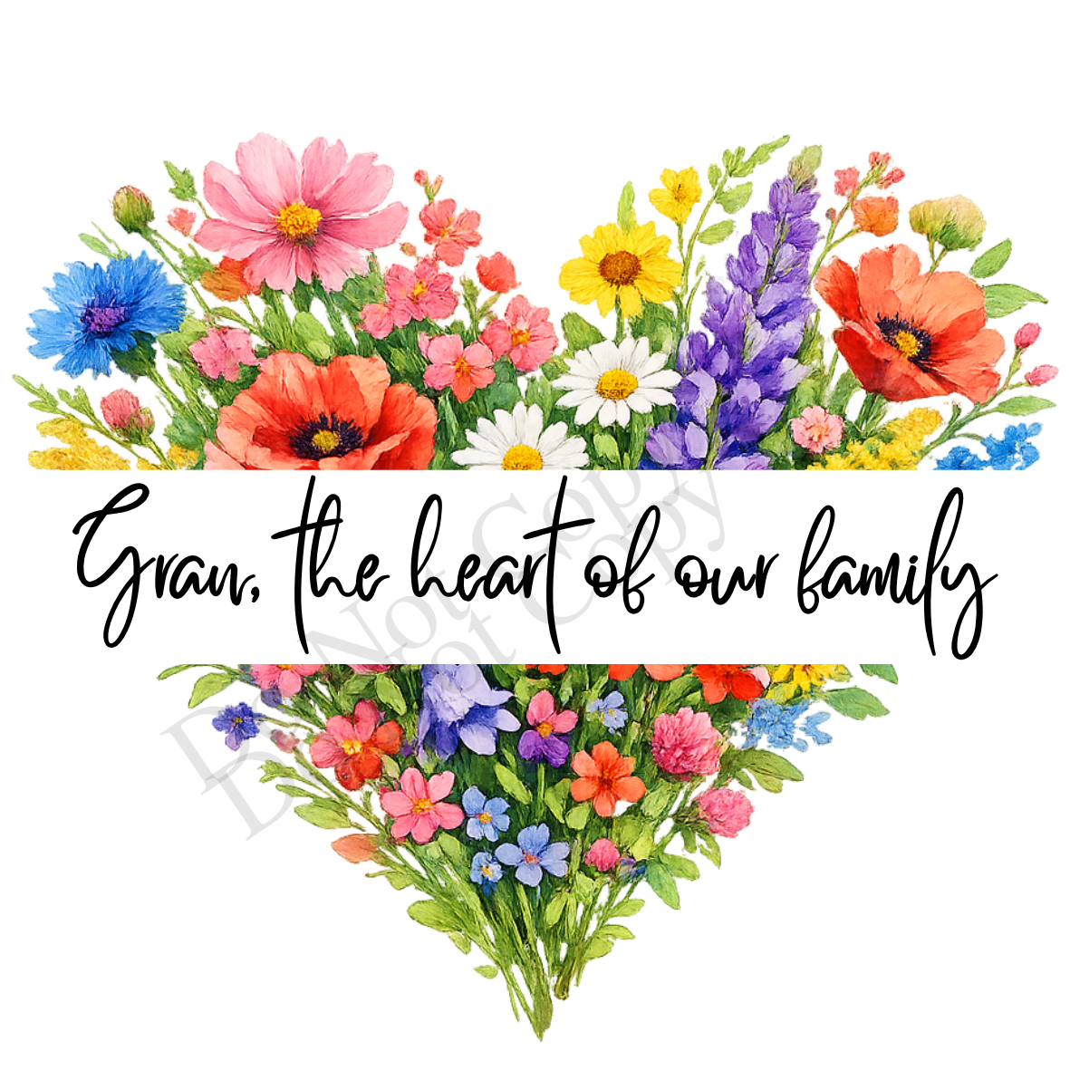 UVDTF Transfer - Beautiful mothers day Heart of our family design with choice of names