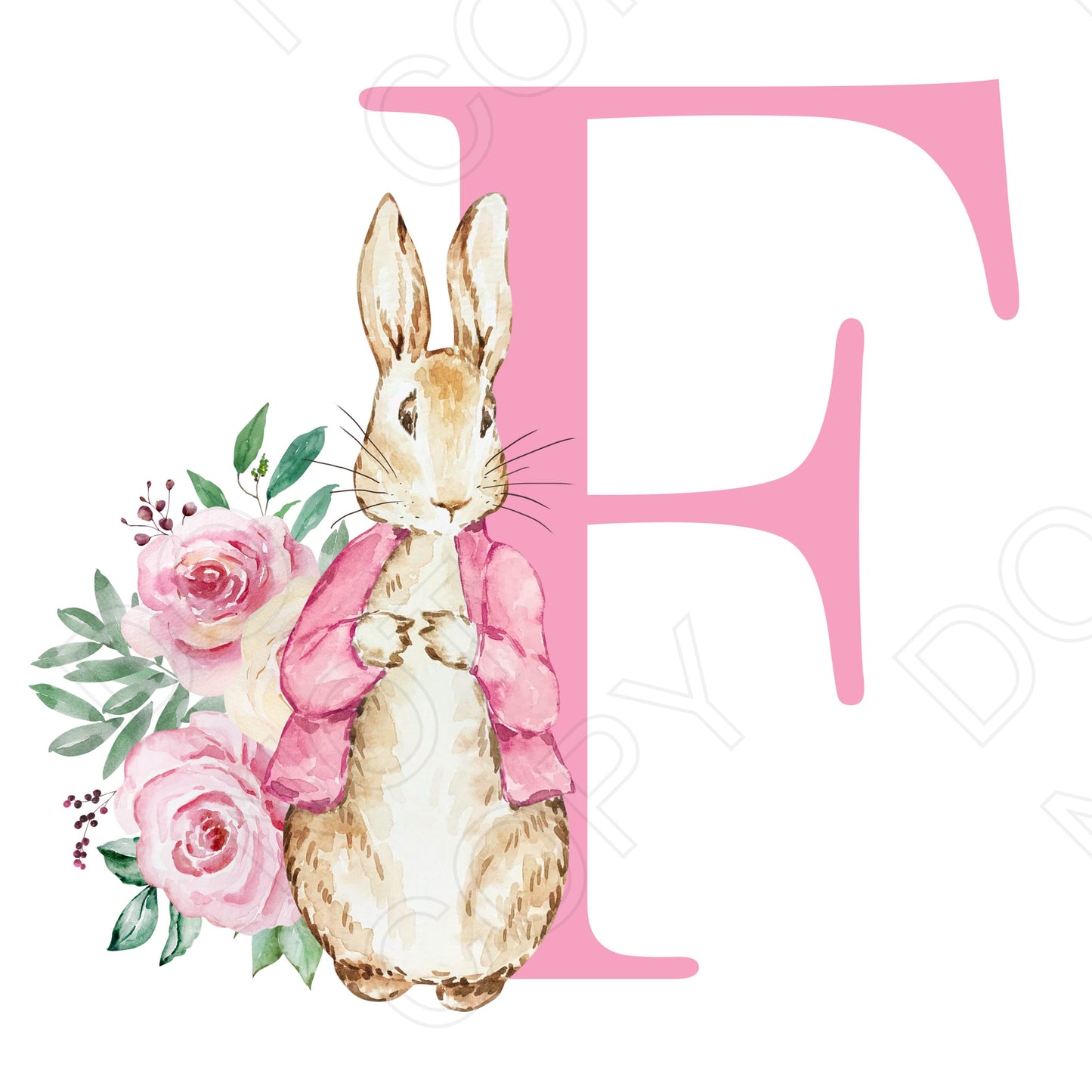 UVDTF Transfer - Vintage Easter Bunny Alphabet (Pink Lettering)