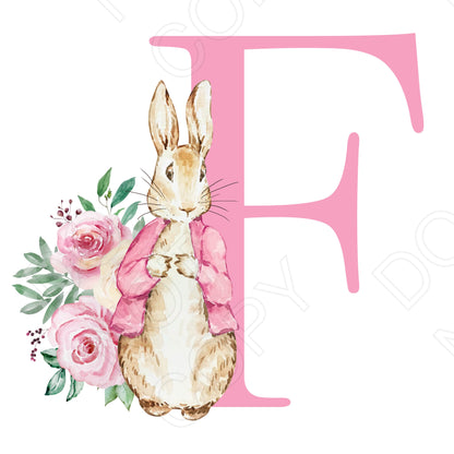 UVDTF Transfer - Vintage Easter Bunny Name (Pink Lettering) (Bespoke)