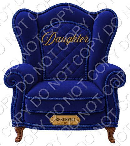 UVDTF Transfer - Memorial Chairs with Names to fit Woodform Acrylic Hanging Chairs (Blue)