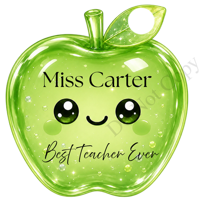 UVDTF Transfer - Cartoon Squishy Apple Cute Keyring Design Best Teacher Bespoke Version