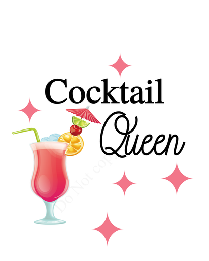 UV-DTF Transfer - Alcohol Queen designs for Woodform and Craft Shapes Direct baubles