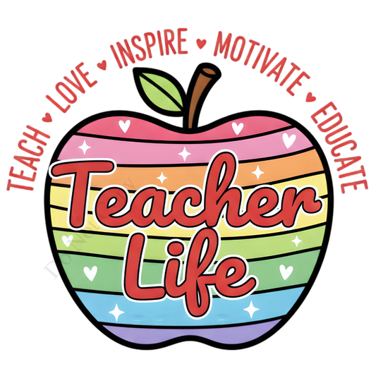 UVDTF Transfer - Teachers Life Apple design 6cm or 10cm tall.