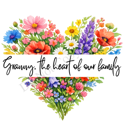 UVDTF Transfer - Beautiful mothers day Heart of our family design with choice of names