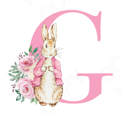 UVDTF Transfer - Vintage Easter Bunny Name (Pink Lettering) (Bespoke)