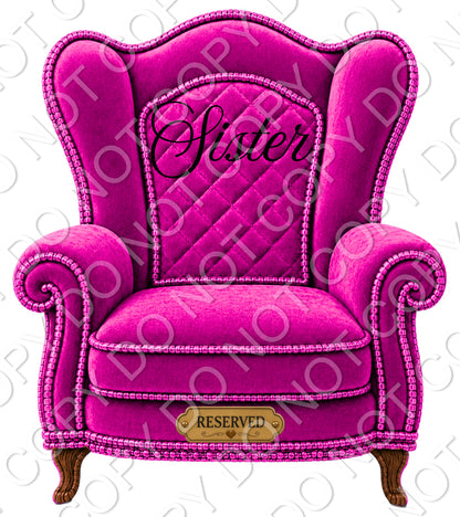 UVDTF Transfer - Memorial Chairs with Names to fit Woodform Acrylic Hanging Chairs (Pink)
