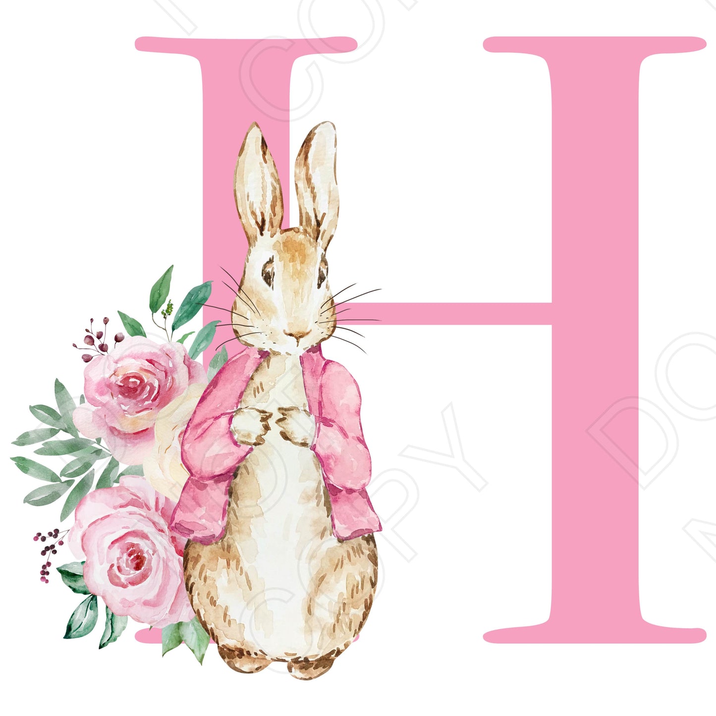 UVDTF Transfer - Vintage Easter Bunny Alphabet (Pink Lettering)