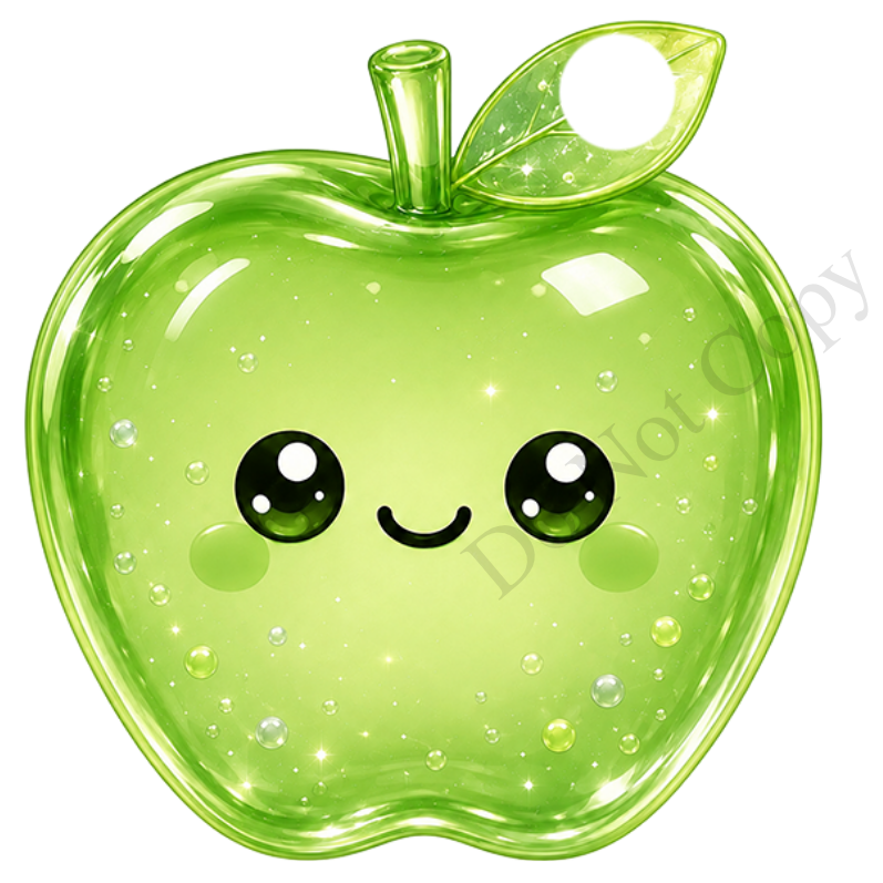 UVDTF Transfer - Cartoon Squishy Apple Cute Keyring Design Plain Version