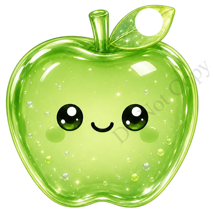UVDTF Transfer - Cartoon Squishy Apple Cute Keyring Design Plain Version