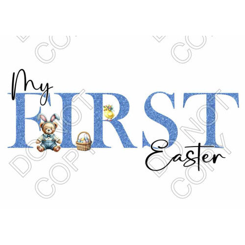 DTF Transfer - My First Easter (Blue Glitter)