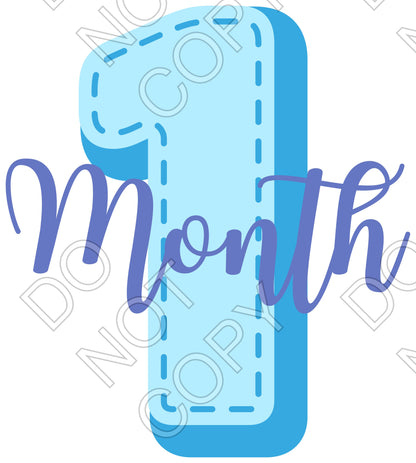 UV-DTF Transfer - 12pk Milestone Set Transfers - Blue Stitch