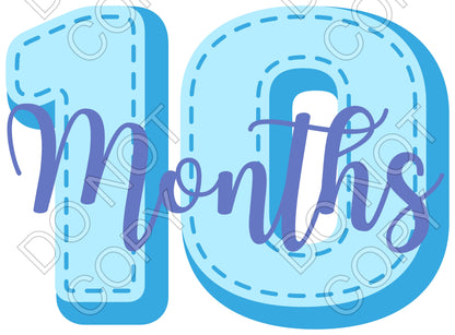 UV-DTF Transfer - 12pk Milestone Set Transfers - Blue Stitch