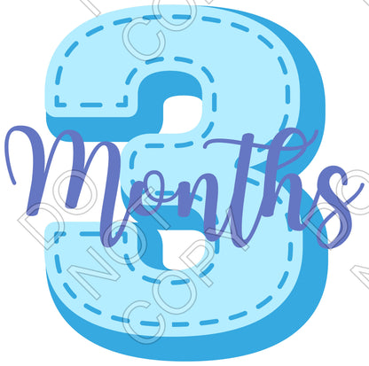 UV-DTF Transfer - 12pk Milestone Set Transfers - Blue Stitch