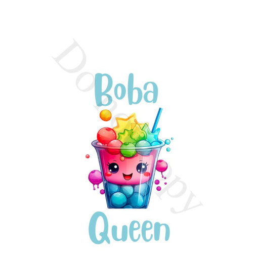 UV-DTF Transfer for Boba Tea Keyring - Style 3 - Boba Queen