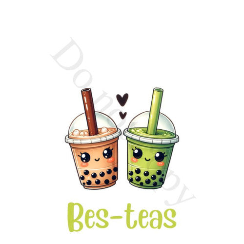 UV-DTF Transfer for Boba Tea Keyring - Style 8 - Bes-Teas (2 Cups)