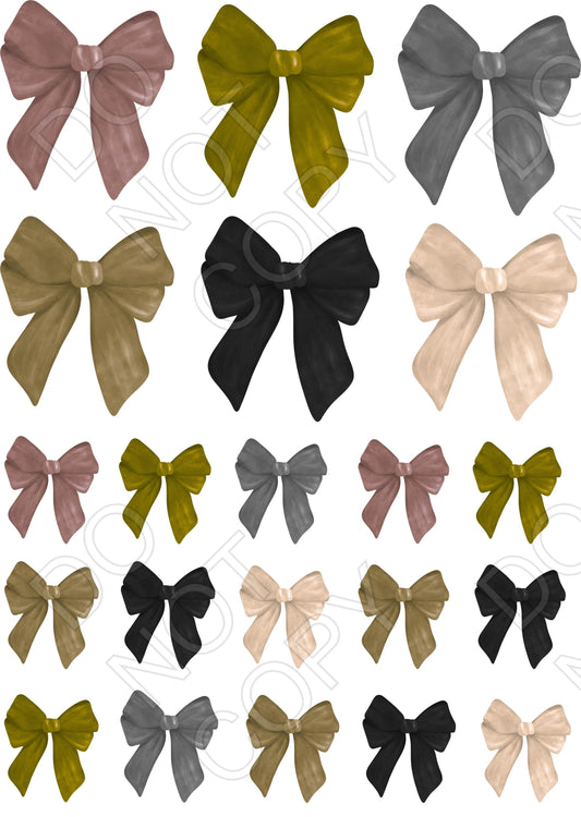 Style 82 - Watercolour Bows Sheet of Mix and Match UV-DTF Designs
