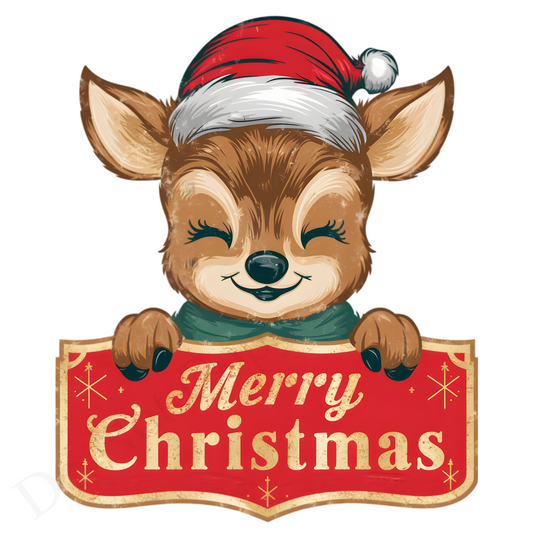 DTF Transfer - Merry Christmas Reindeer Design