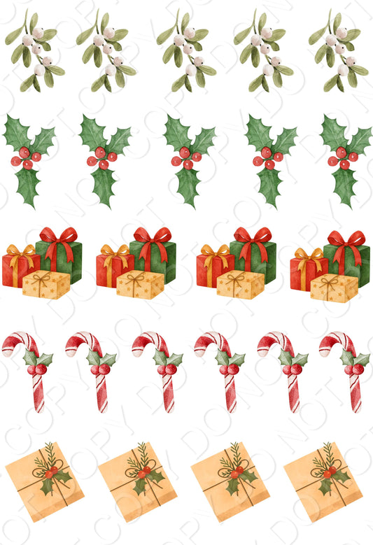 UV-DTF Transfer - 19x13cm Sheet of Christmas Designs (2026 Style 2 - Traditional)