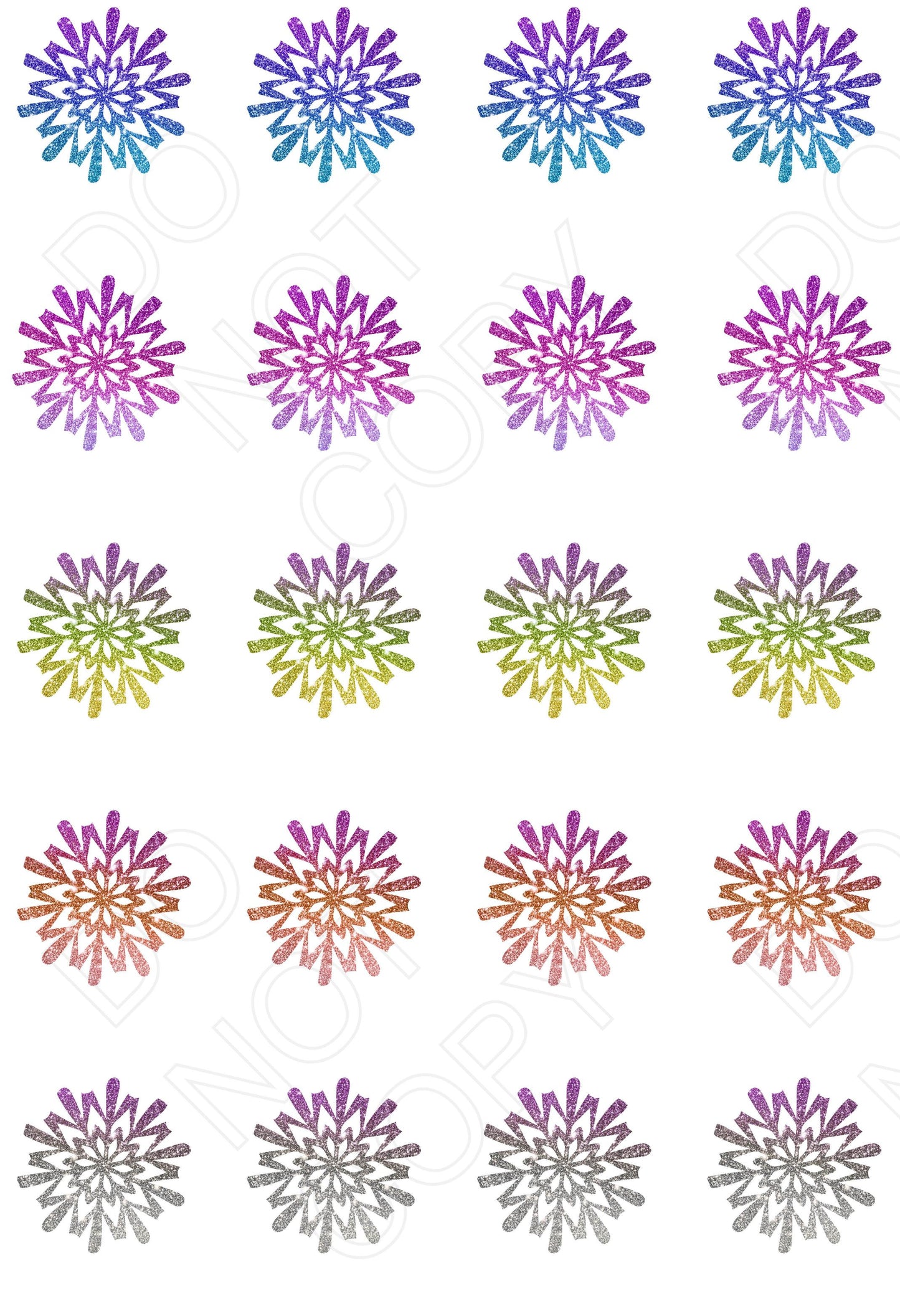 UV-DTF Transfer - Christmas Mix & Match Sheets (Glitter Effect Snowflakes)