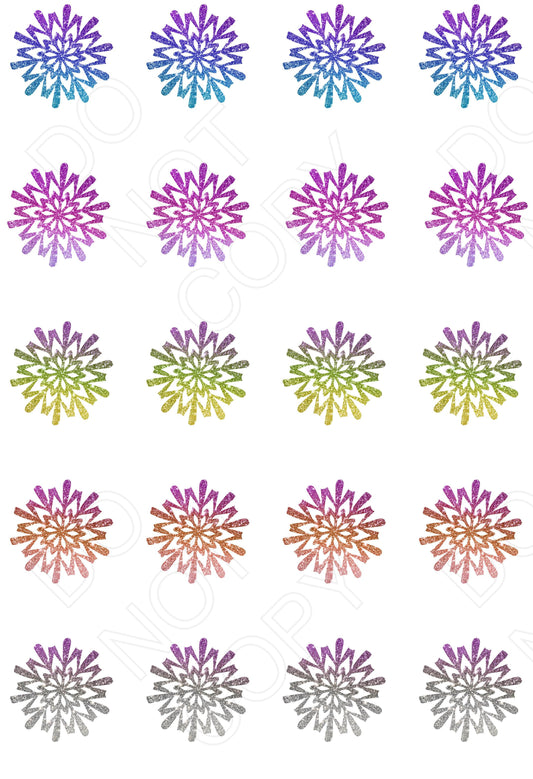 UV-DTF Transfer - Christmas Mix & Match Sheets (Glitter Effect Snowflakes)