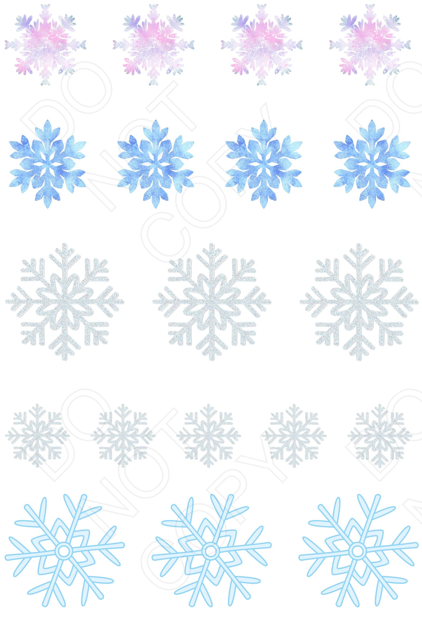 UV-DTF Transfer - Christmas Mix & Match Sheets (Mixed Snowflakes)