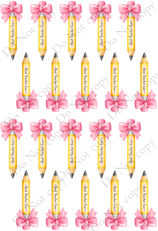 UV-DTF Transfer - Sheet of Best Teacher Ever Pencil and Best TA Ever designs in UVDTF
