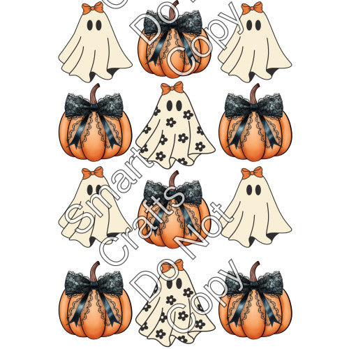 Style 69 - Ghosts & Pumpkins Sheet of Mix and Match UV-DTF Designs