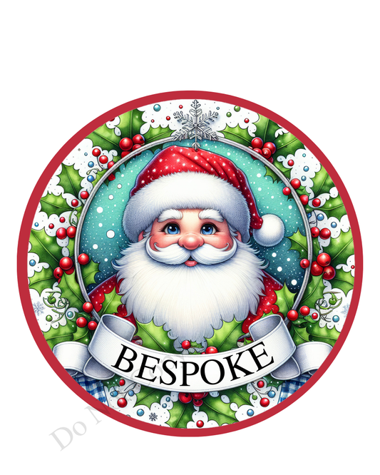 UV-DTF Transfer - Full circle design with beautiful Santa and Bespoke name