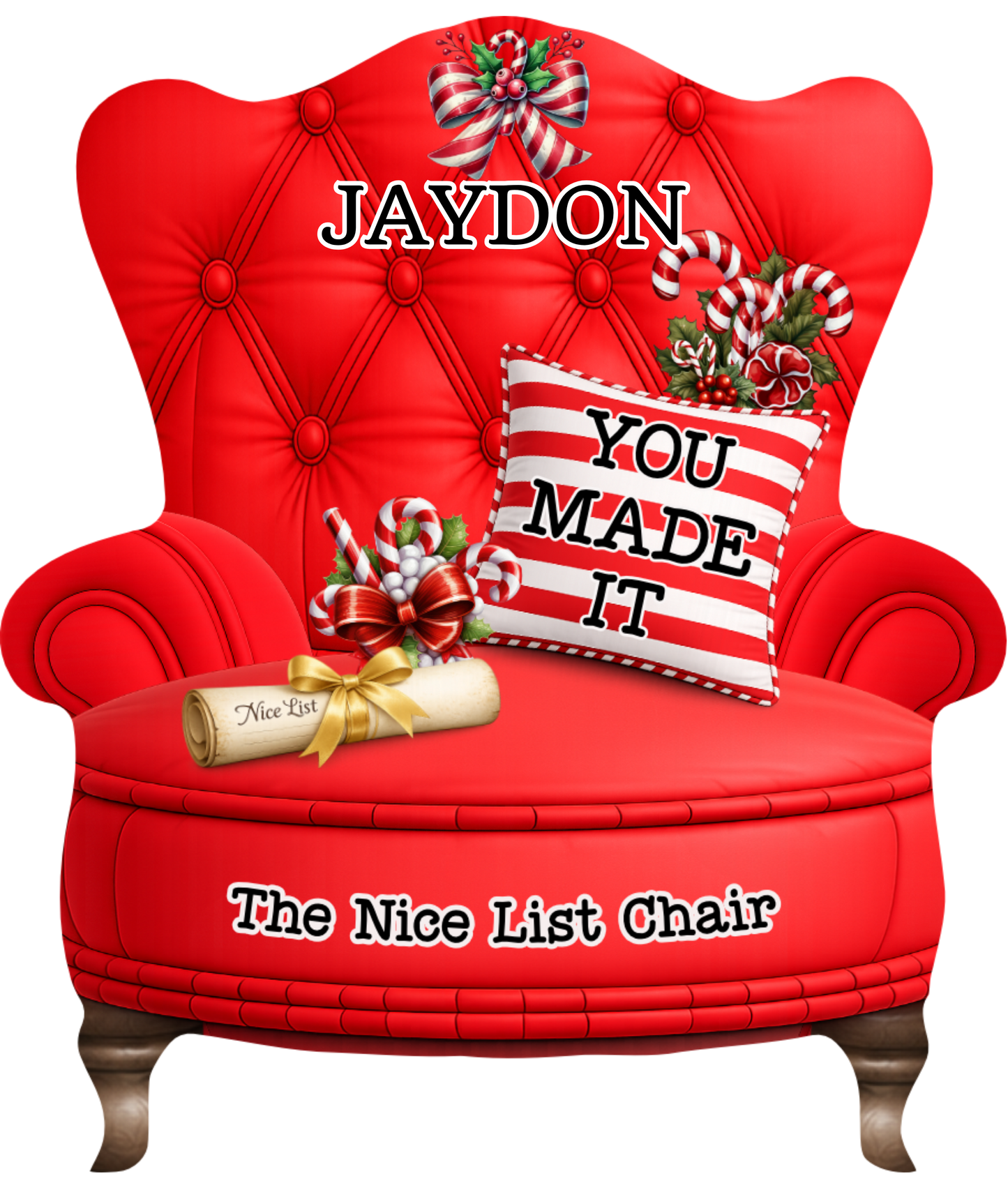UVDTF Transfer - Christmas Nice List Chair Designs for Woodform Acrylic Hanging Chairs (Bespoke)