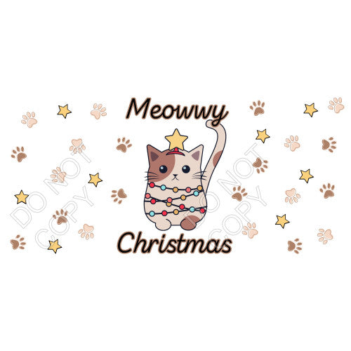 UV-DTF Transfer Suitable for 16oz Cold Cups - Meowy Christmas