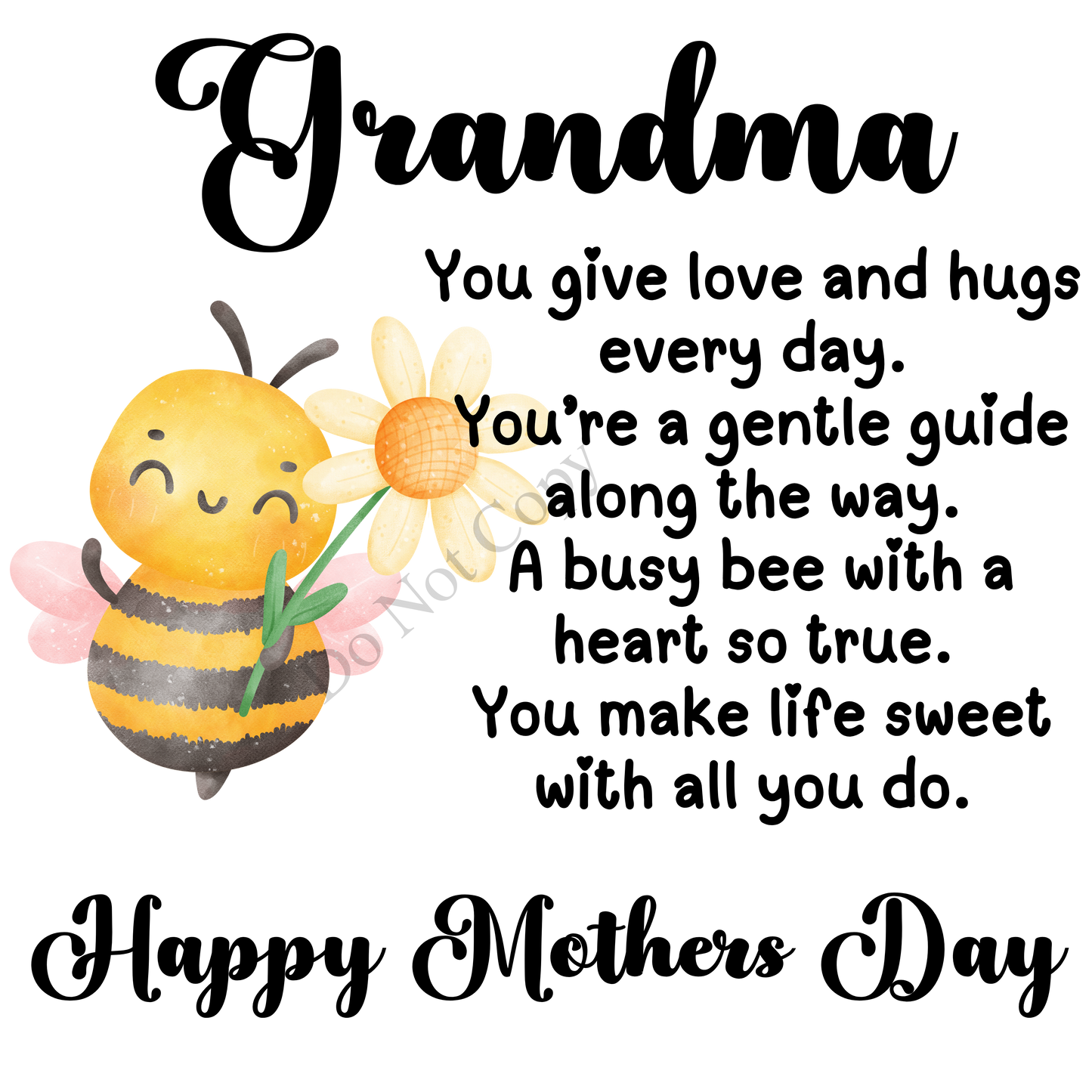 UVDTF Transfer - Beautiful Mothers Day Bee Design in a choice of Names and sizes.