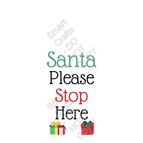 UV-DTF Transfer Suitable for Door Hanger - Santa Stop Here (Presents)