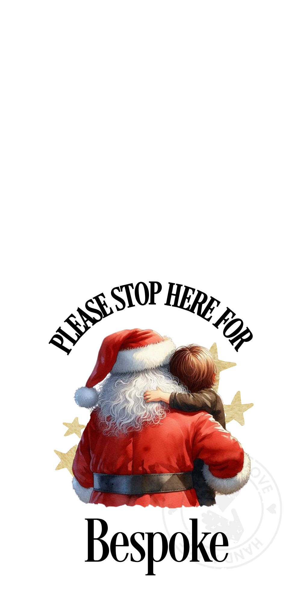 UV-DTF Transfer - Bespoke Santa and child Santa stop here designs for Woodform Crafts Door hangers