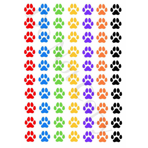 Style 12 - Small Mixed Bright Paw Prints Sheet of Mix and Match UV-DTF Designs