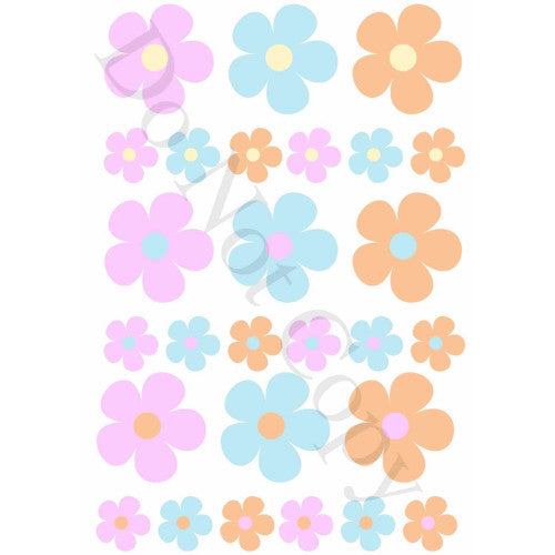 Style 13 - Mixed Sized Pastel Flowers Sheet of Mix and Match UV-DTF Designs