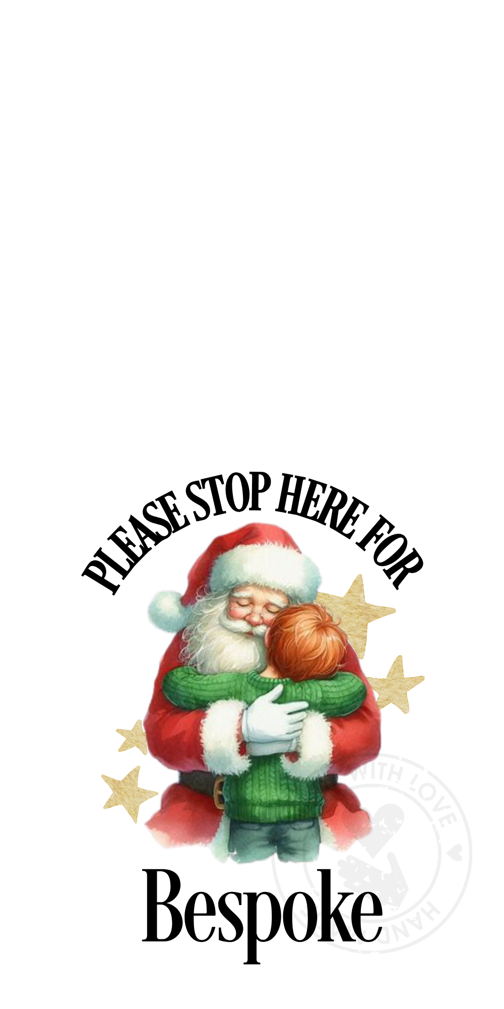 UV-DTF Transfer - Bespoke Santa and child Santa stop here designs for Woodform Crafts Door hangers
