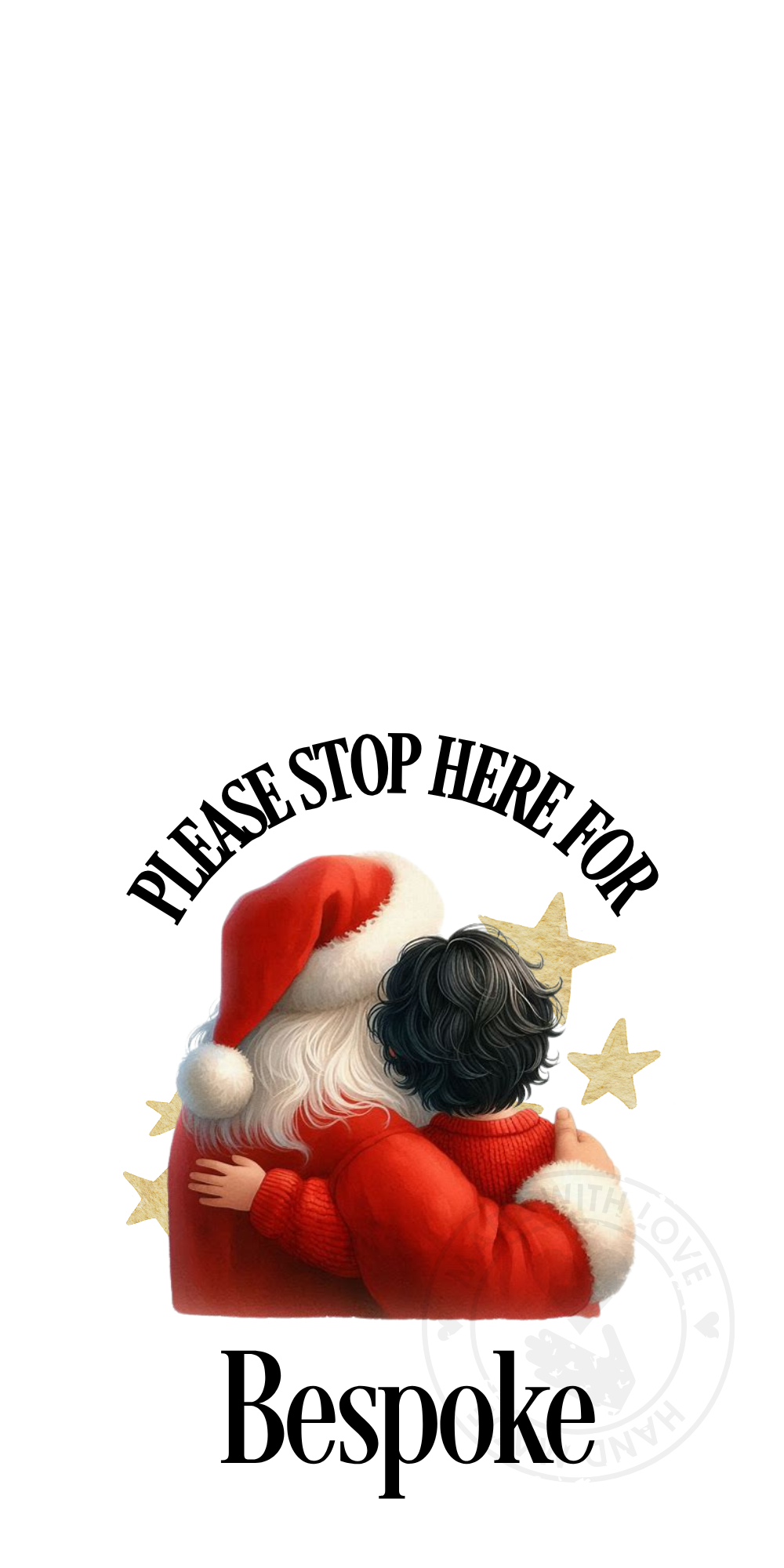 UV-DTF Transfer - Bespoke Santa and child Santa stop here designs for Woodform Crafts Door hangers