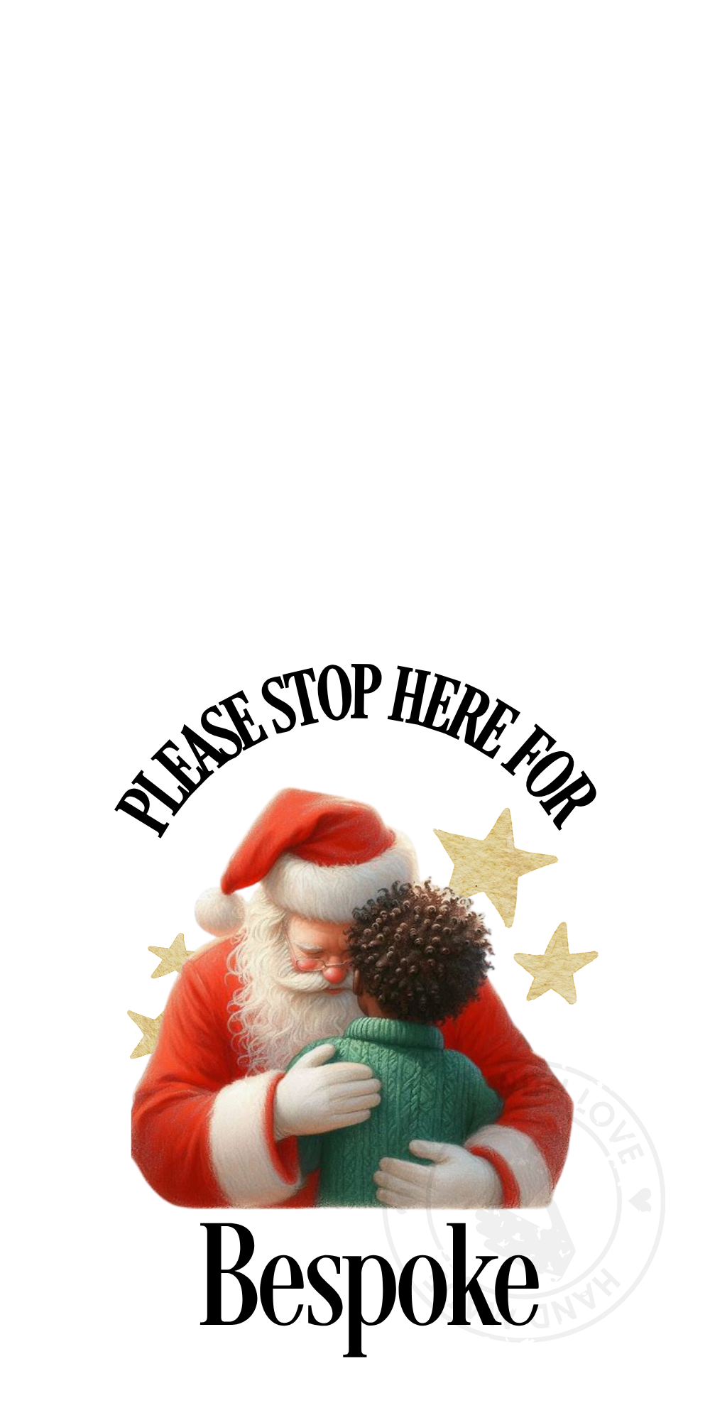 UV-DTF Transfer - Bespoke Santa and child Santa stop here designs for Woodform Crafts Door hangers