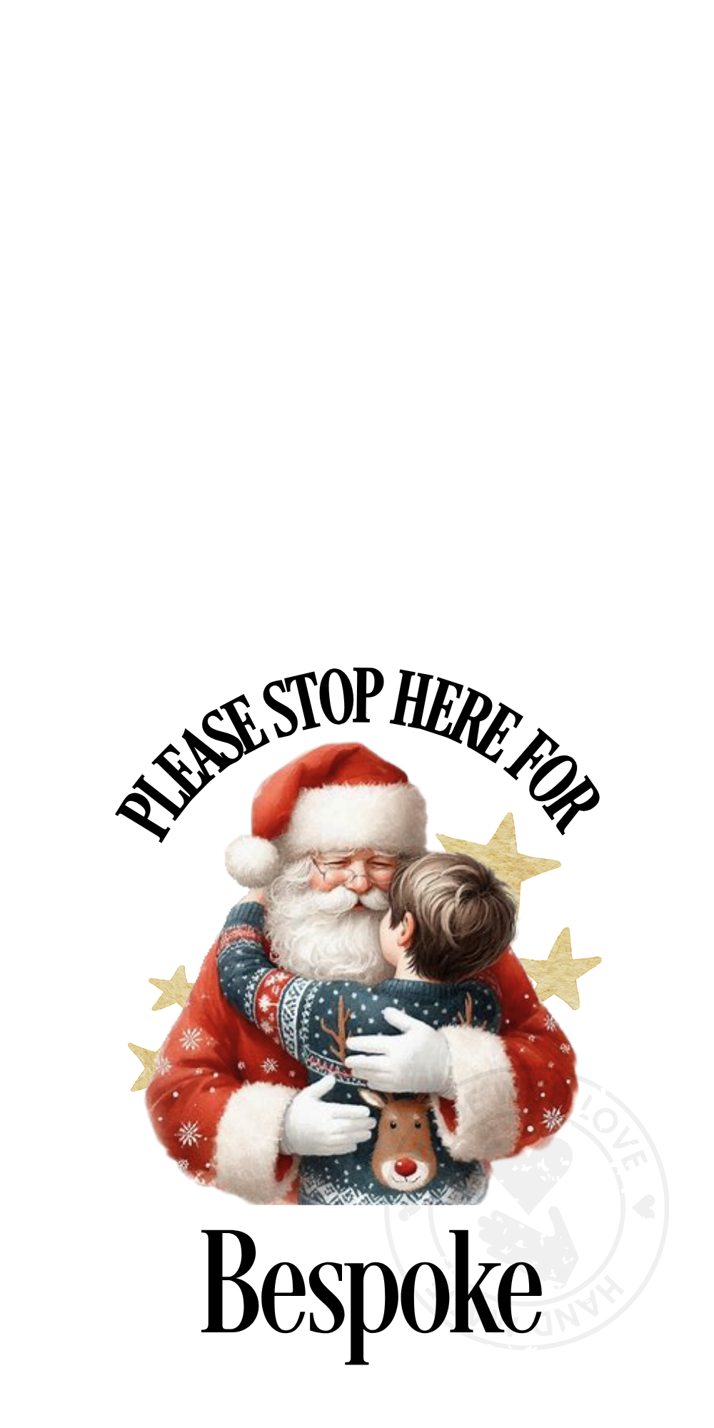 UV-DTF Transfer - Bespoke Santa and child Santa stop here designs for Woodform Crafts Door hangers