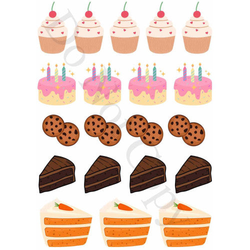 Style 18 - Mixed Cake & Cookies Sheet of Mix and Match UV-DTF Designs