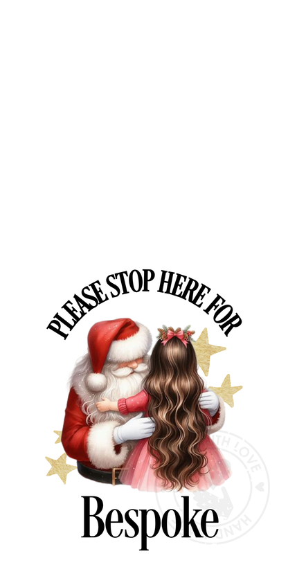 UV-DTF Transfer - Bespoke Santa and child Santa stop here designs for Woodform Crafts Door hangers
